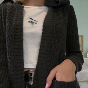 grey cardigan sweater